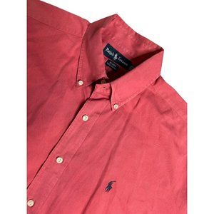 Ralph Lauren Blaire 100% Cotton Mens Large Red Long‎ Sleeve Button Down Shirt